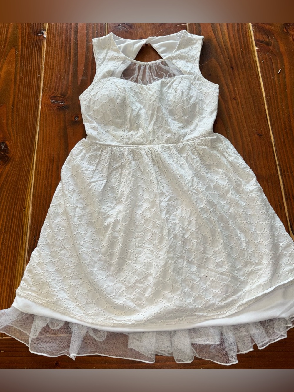 City Triangles White Eyelet Fit & Flare Mini Dress